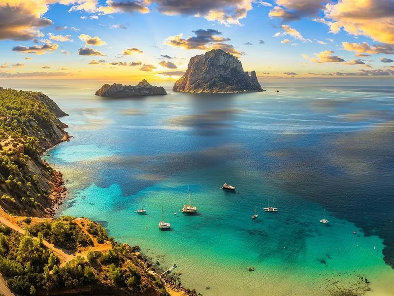 Deep Blue Mediterranean Sea surrounds Ibiza